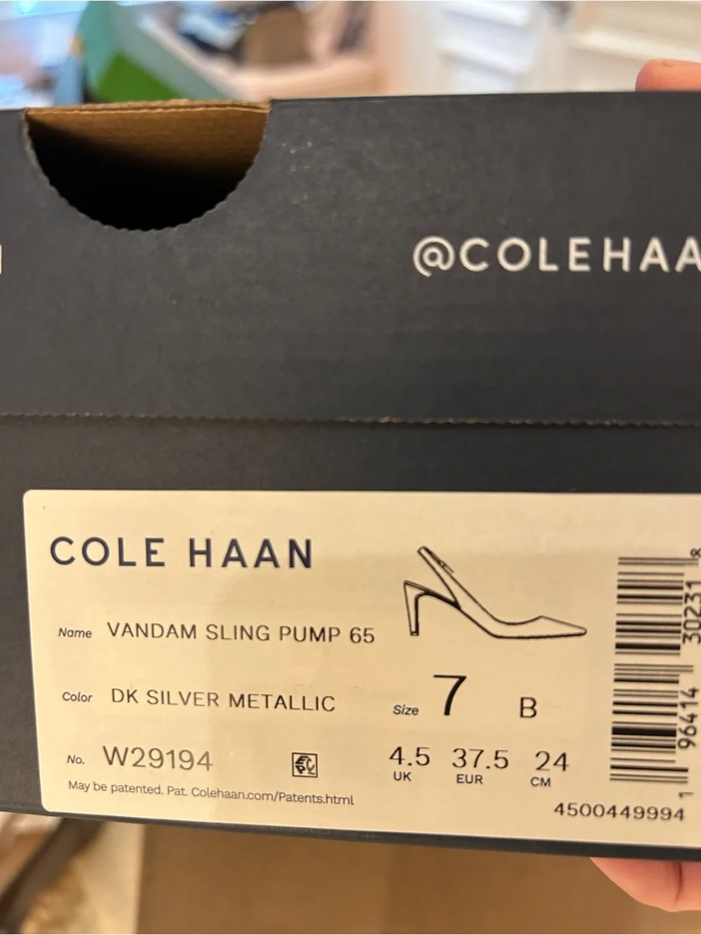 Cole Haan Vandam Silver Crocodile Slingback Heel Size 7 NWT